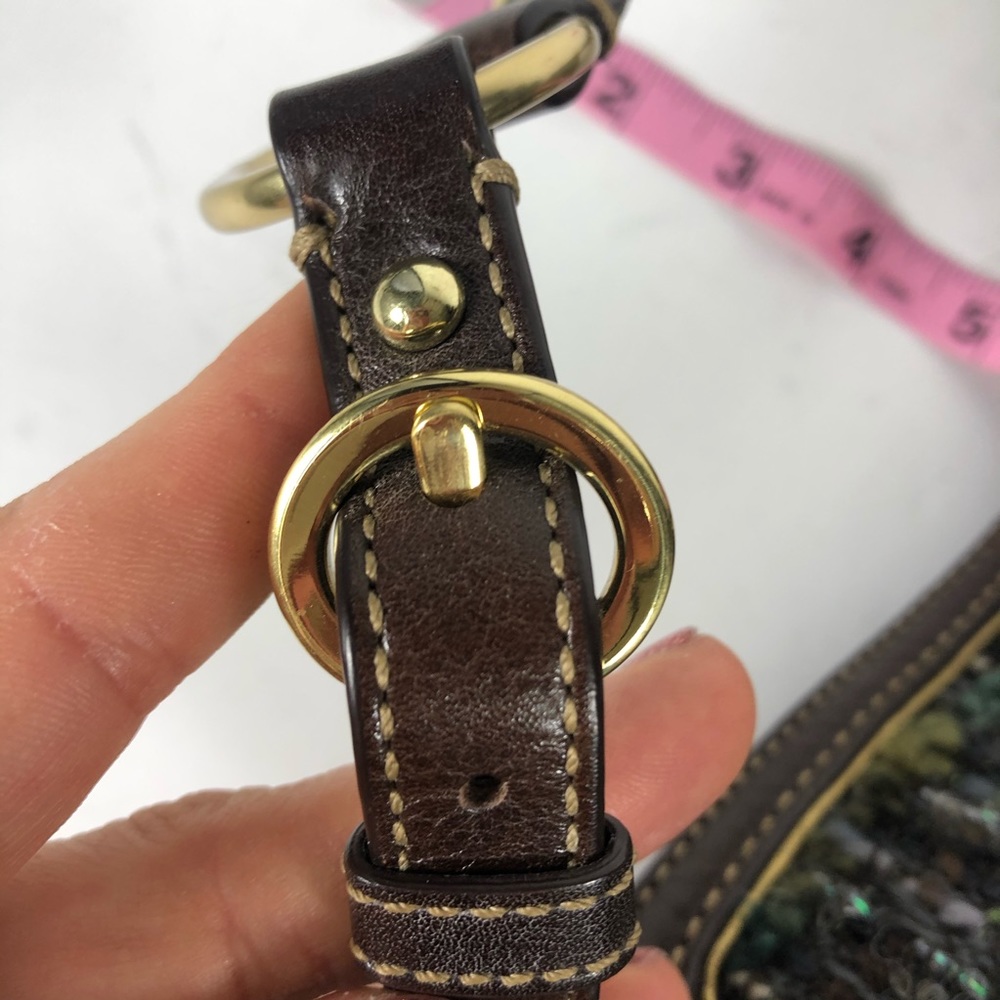 Coach Chelsea Tweed Boucle Bag Purse green brown - Picture 7 of 8